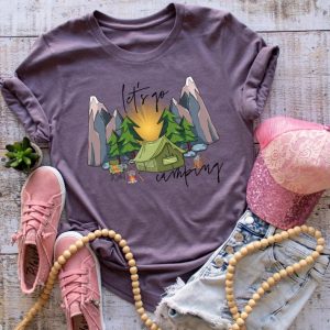 Let's Go Camping Bella Canvas Heather Purple T-Shirt