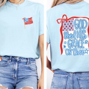 God Shed His Grace On Thee American Flag Comfort Colors Tee
