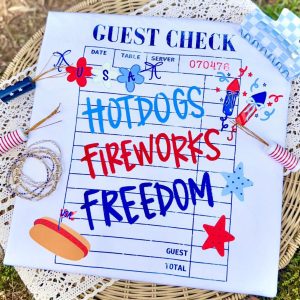Guest Check Hot Dogs Fireworks Freedom Patriotic Comfort Colors T-Shirt