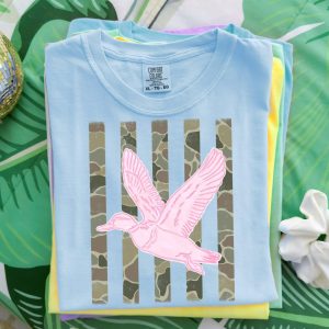 Camo Stripes and Pink Duck Comfort Colors T-Shirt