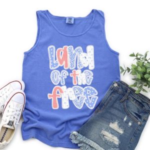 Land of the Free Patriotic Comfort Colors Tank