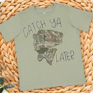 Catch Ya Later Camo Fish Kids Sage T-Shirt - Toddler and Youth Sizes Available