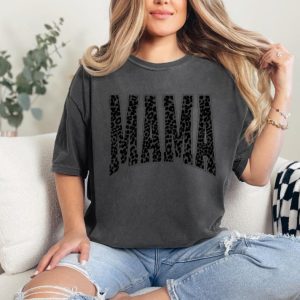 Mama Black Leopard Print Comfort Colors T-Shirt