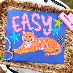 Easy Tiger Comfort Colors Flo Blue T-Shirt - Youth and Adult Sizes