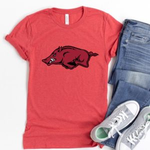 Simple Arkansas Razorbacks Heather Red Bella Canvas T-Shirt
