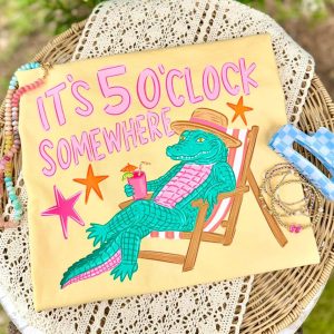 It's 5 O'Clock Somewhere Gator Comfort Colors Tee