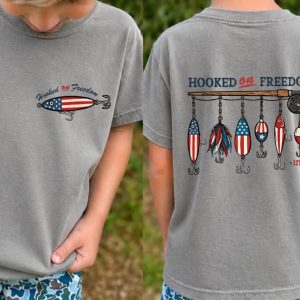 Hooked On Freedom Patriotic Fishing Comfort Colors T-Shirt